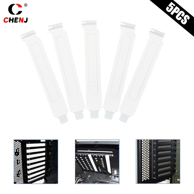 5Pcs Desktop Computer Host Chassis PCI Cooling Dust Filter Baffle PCI Slot Cover Board PC Computer Case Ventilation Baffle Net