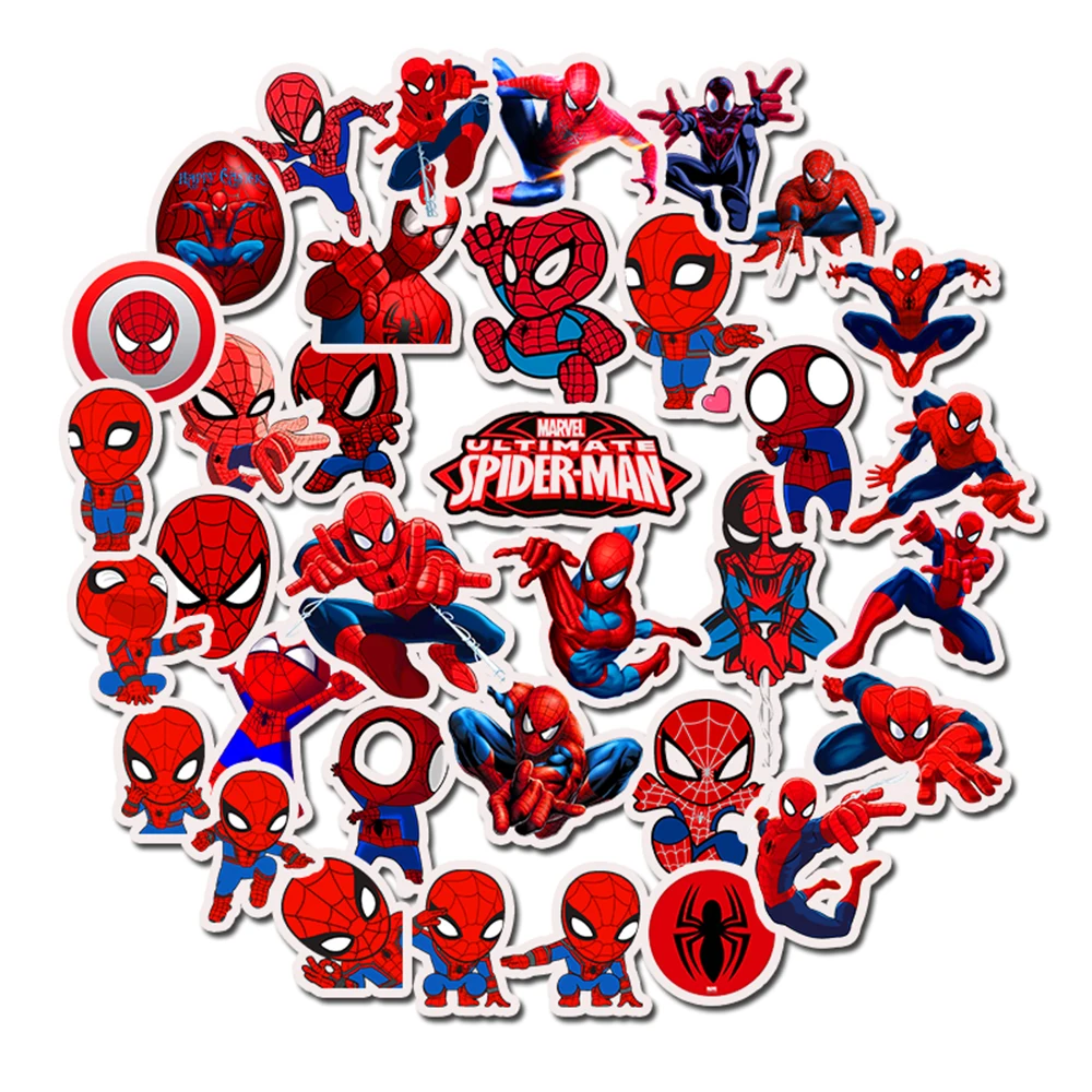 10/35PCS Disney Marvel Spiderman Super Hero Stickers Decals Car Travel Luggage Guitar Fridge Laptop DIY Graffiti Cool Sticker