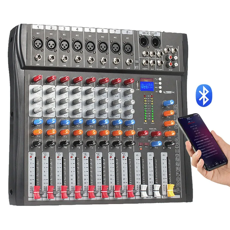 

8-Channel Professional Audio Mixer DJ Stage Console Digital Sound Equipment with Fader Controller Computer CT 8 Audio Interface