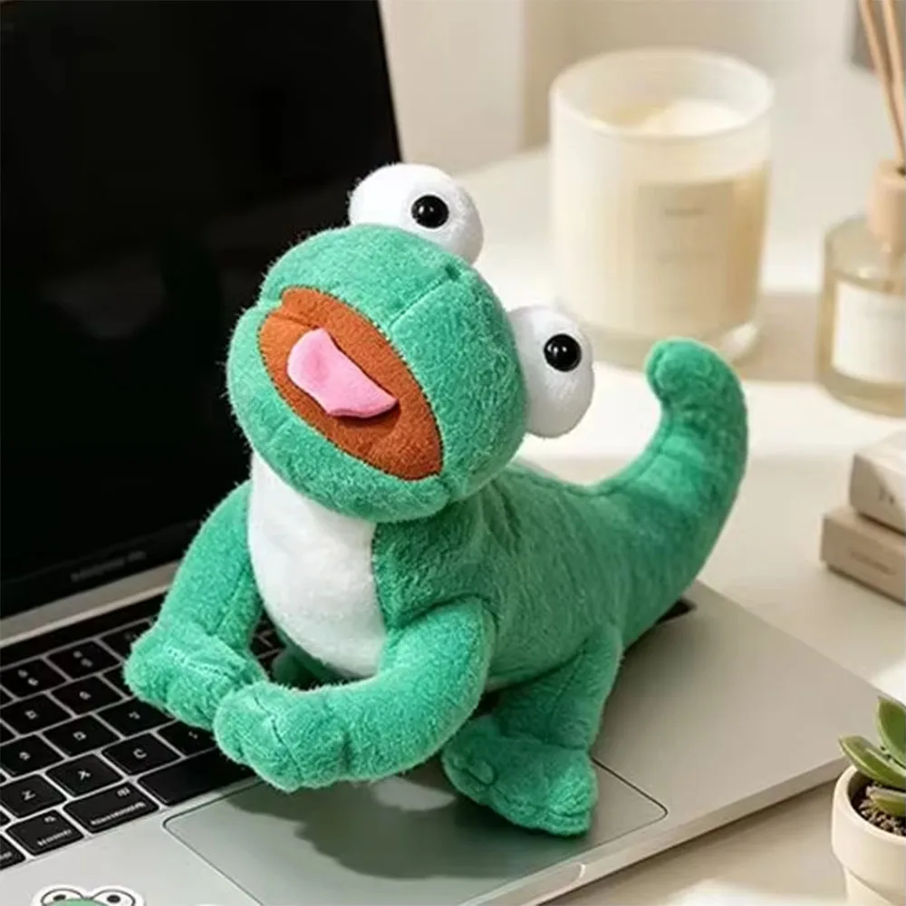 Peluche Lézard Vert Cartoon 33CM, Douce et Moelleuse, Coussin de Sommeil Reptile, Décoration de Chambre, Cadeau d'Anniversaire pour Garçons, Filles et Enfants