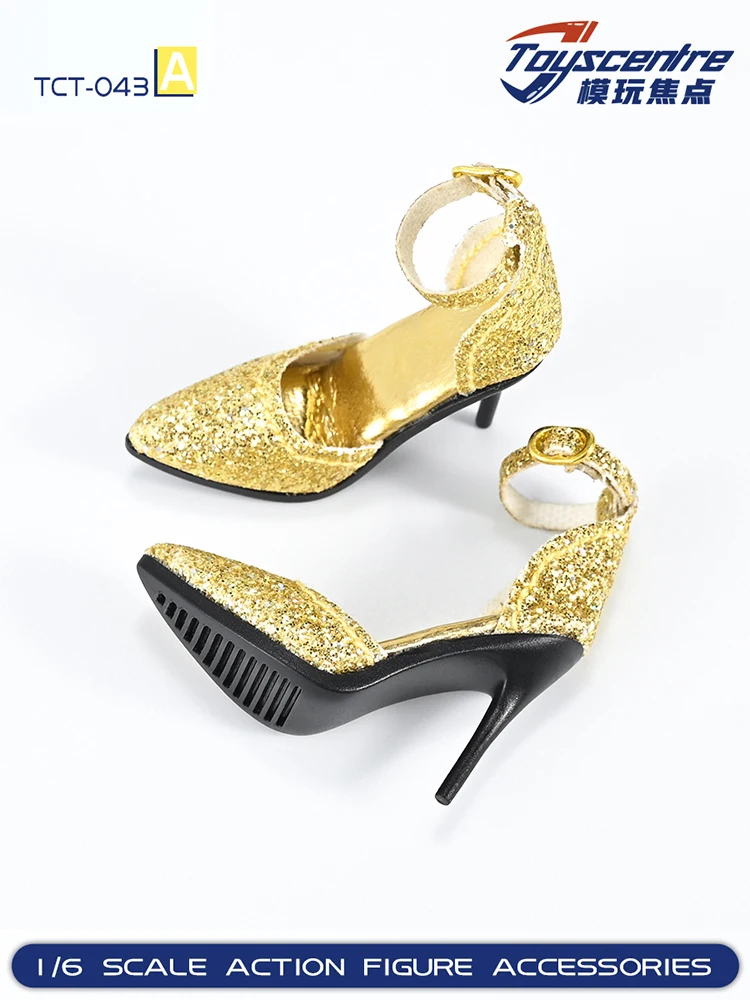 TCT-043 1/6 vrouwelijke figuur hoge hak sandalen helder goud rood zilver mini ster stippen ontwerp schoenen accessoire voor 12" soldaat lichaam