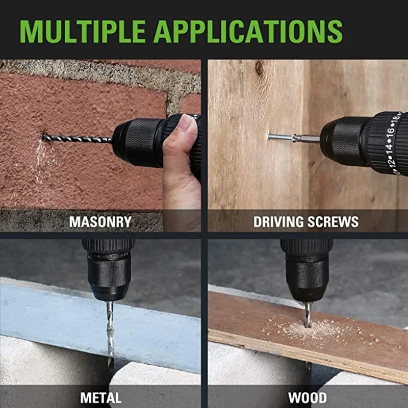Greenworks Brushless Motor 24V Double Speed Electric Screwdrvier 60N.m Impact Cordless Drill Rechargeable Household Power Tools