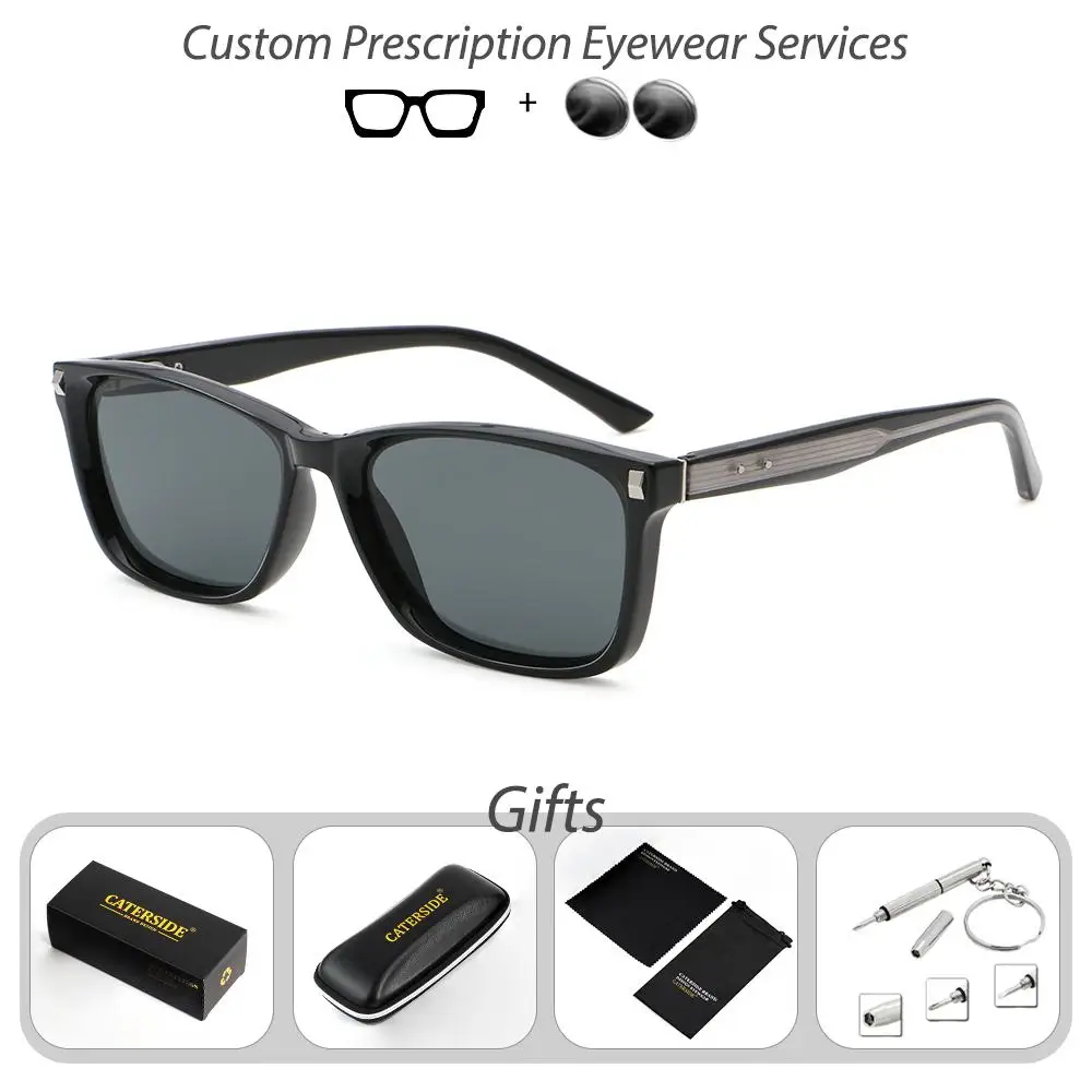 CATERSIDE Neue quadratische Korrektions-Sonnenbrille für Herren mit Federscharnier-Design, Korrektions-Sonnenbrille für Damen, Outdoor-Korrektionsbrille – Detail 6