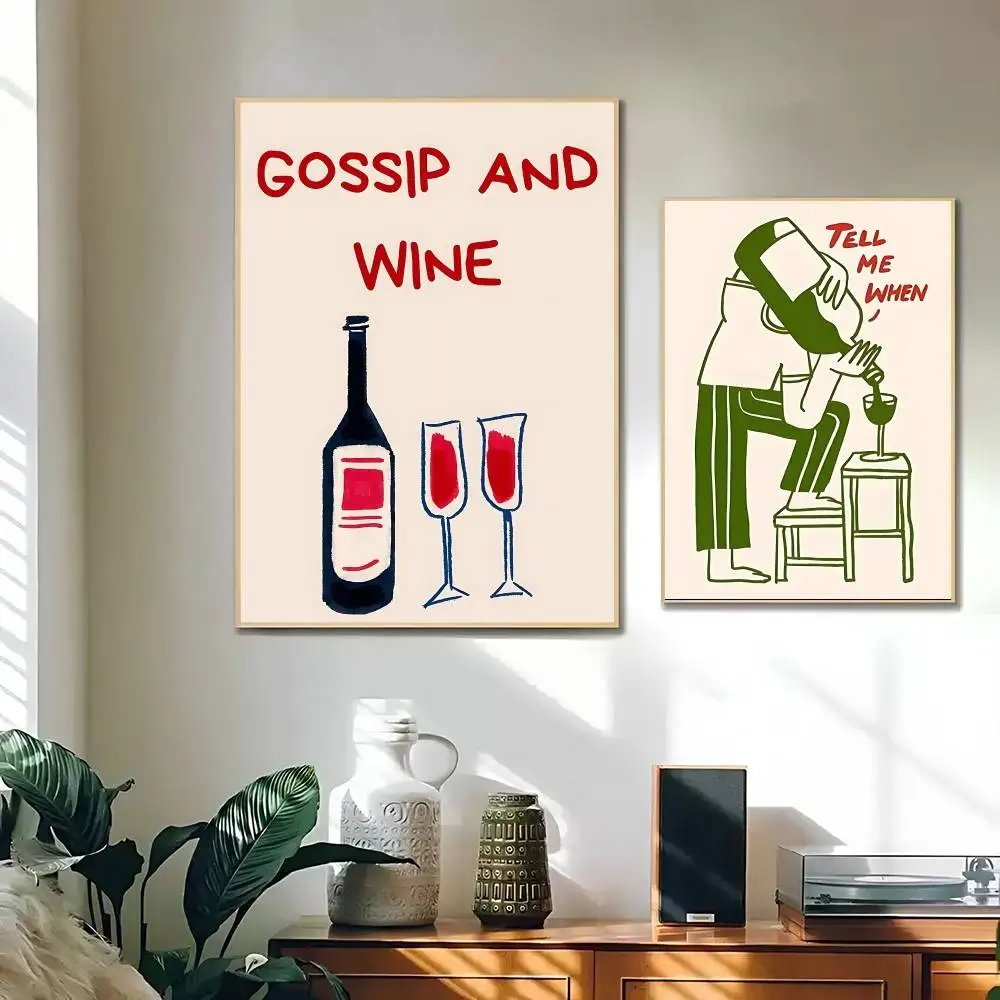 Lustiges Vintage-Poster „Say Me When Wine“, HD-Qualität, Wandkunst, Retro-Poster für Zuhause, Zimmer, Wanddekoration, Kawaii-Raumdekoration