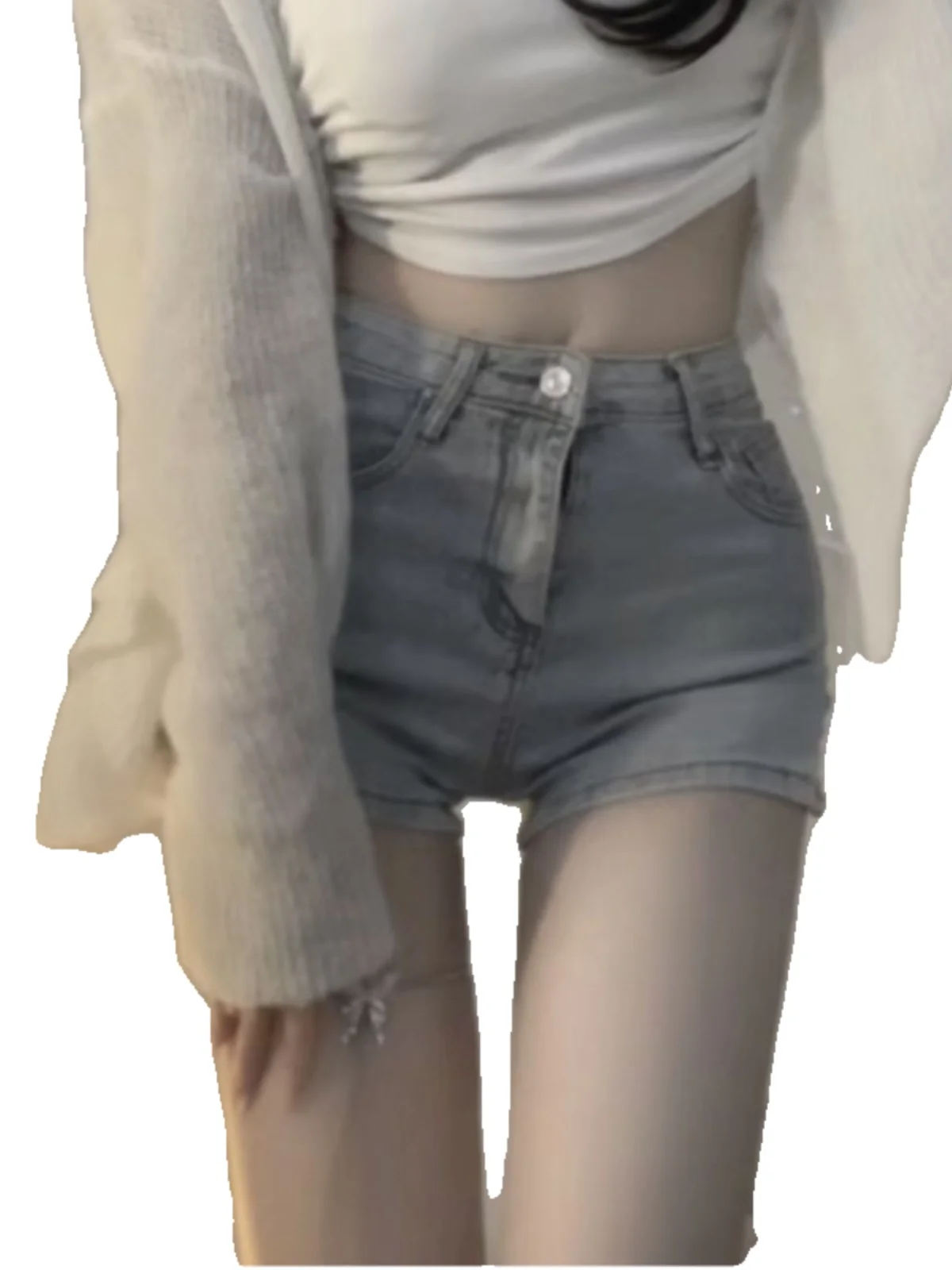 2025 New Fashion Sexy Spicy Girl Summer Shorts Low Waist Double Buckle Stretch Comfort Denim Shorts Bubble Blue Punk Style Wh10