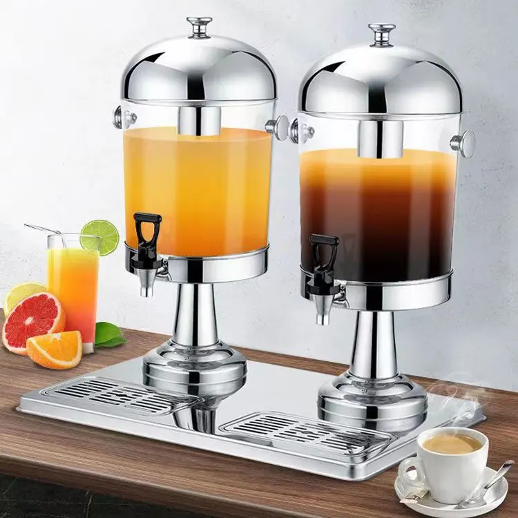 

Commercial Buffet Stainless Steel Juice Tripod Refrigerated Beverage Machine Transparent Cold Beverage Juice Dispenser With Tap
