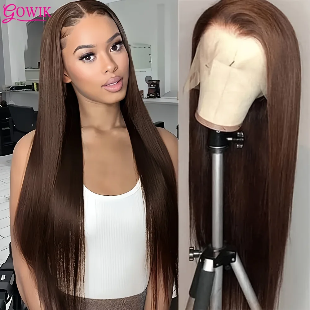 

13x6 Прямой Шоколадно-коричневый Hd Парик Фронта Шнурка Человеческие Волосы Плотность 220 Человеческие Волосы Шоколадно-коричневые Фронтальные Парики Шнурка Для Женщин