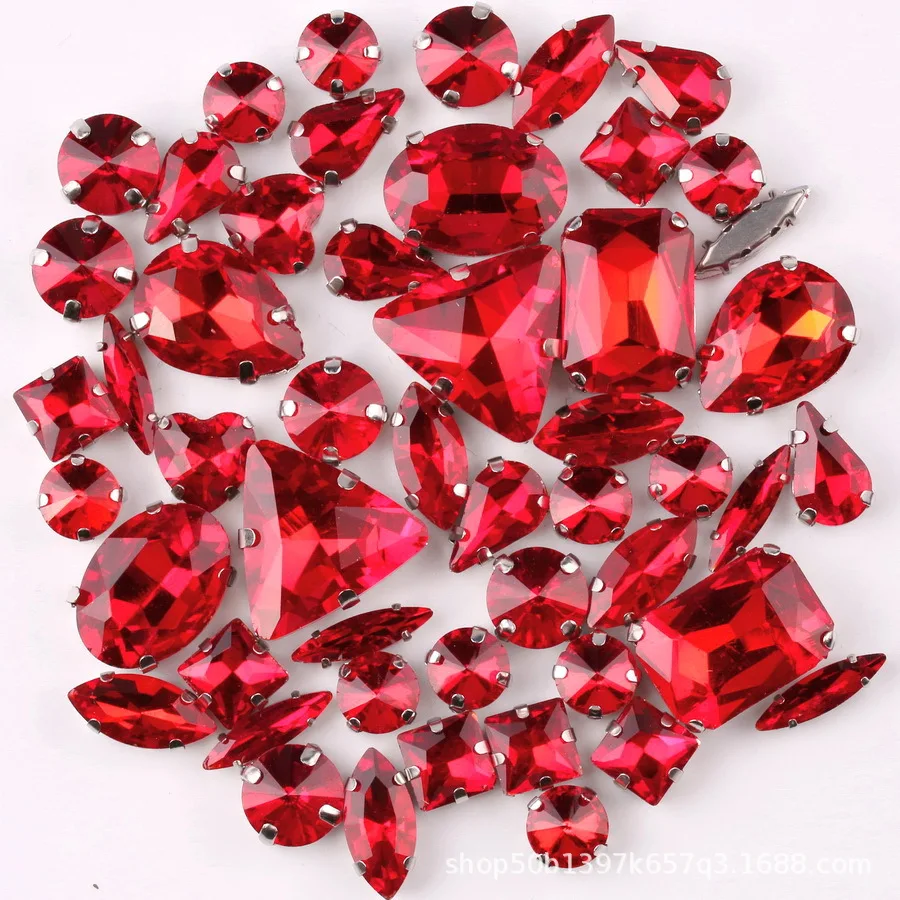 EQIANAO 50Pcs Assorted Shapes Sew On Crystal Rhinestones Glass Claw Stones Appliques for Wedding Dress Clothing & DIY Projects