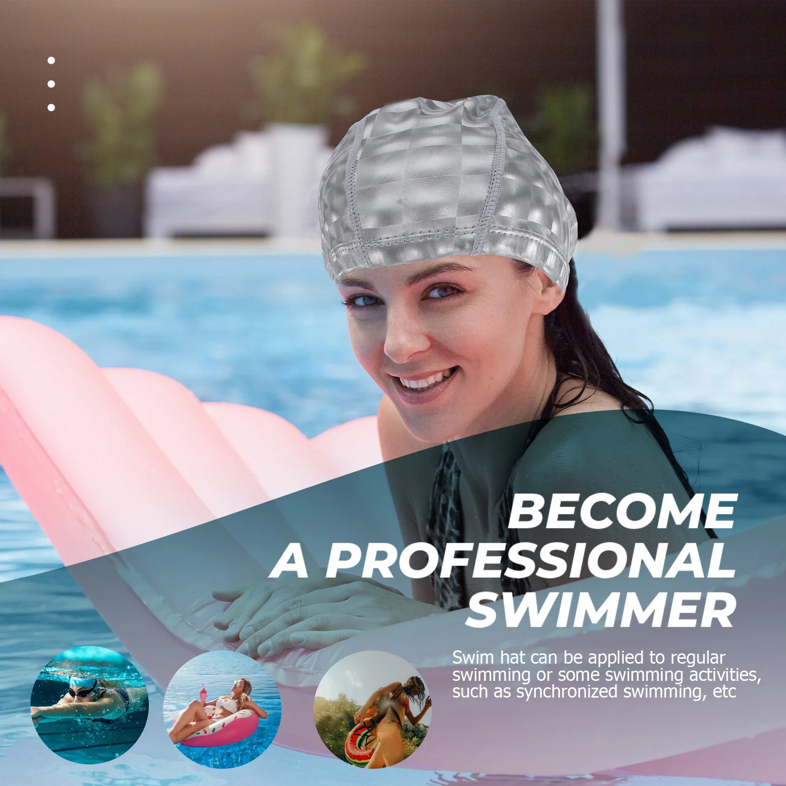 

Swim Hats Waterproof Professional Adult Pool Accessory Durable Safe Lightweight Flexible Hair Protection Swim Hats