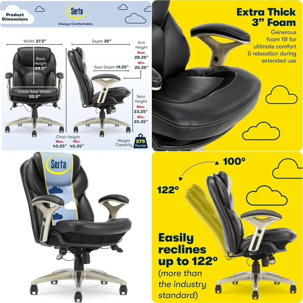 Claremont Ergonomic Executive Oice Chair with Back in Motion Technology, Adjustable Back Desk Chair with Lumbar Support, Bonded