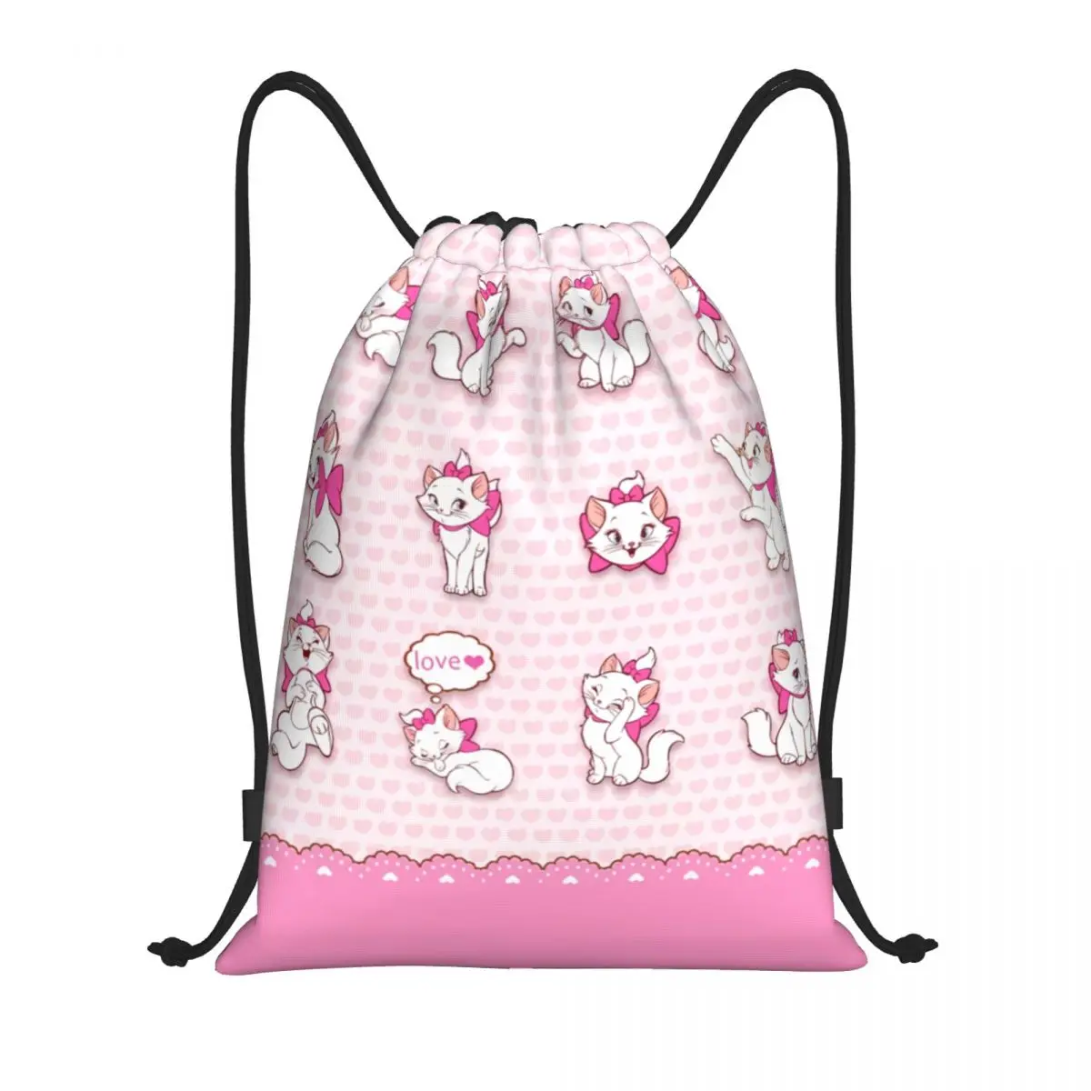 Mochila deportiva de dibujos animados para hombre y mujer, bolso ligero con cordón, diseño personalizado de Los Aristogatos Marie Cat, ideal para guardar en el gimnasio