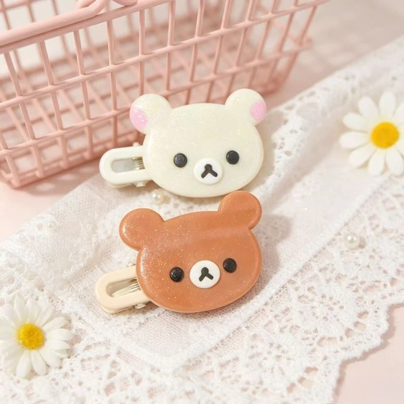Cute Rilakkuma Hair Clip Seamless Girls Side Duckbill Clip Sweet College Style Student Bangs Clip