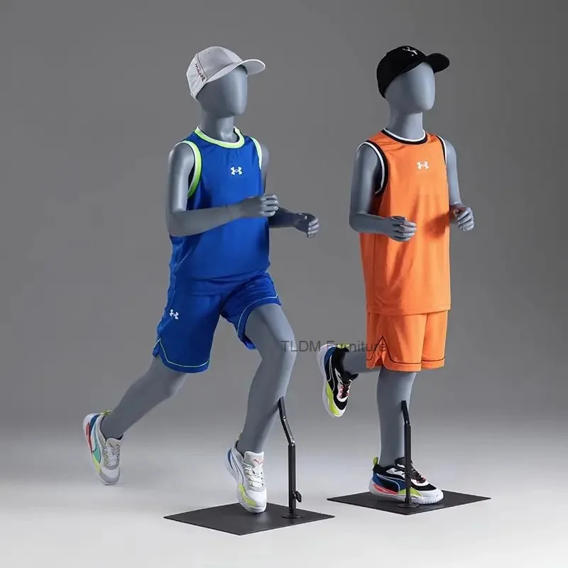 Active Kids' Athletic Running Mannequin, Full Body Flexible Child Dummy for Boys and Girls Sportswear Window Display JT40M
