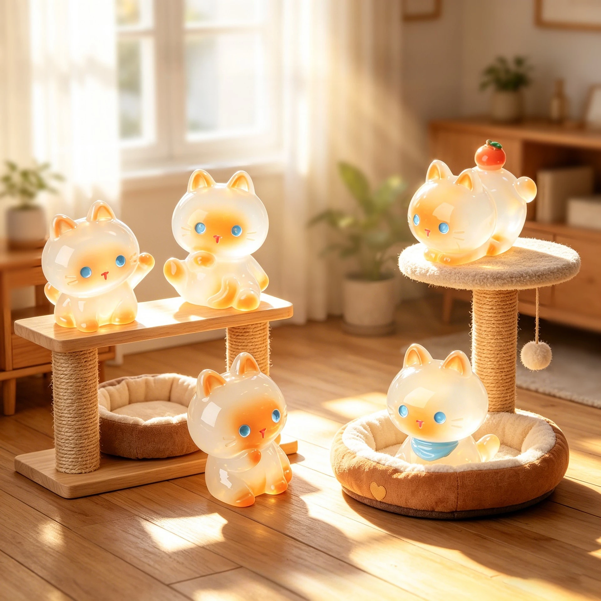 Luminous Siamese Cat Figurine Miniature Resin Charm Cute Kawaii Glow In Dark DIY Jewelry Accessories Micro Landscape Decor