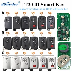 Lonsdor LT20-01 Smart Remote Car Key Keyless Board 0140 3370 5290 A433 F433 For Toyota/Lexus 4D 8A Work with K518PRO/ISE KH100+