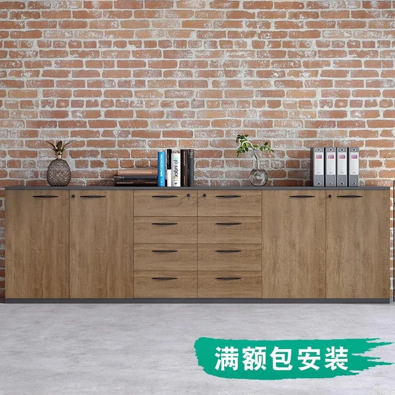 Wooden Locker Information Cabinet Printer Cabinet Storage Floor-to-ceiling Tea Cabinet with Lock
