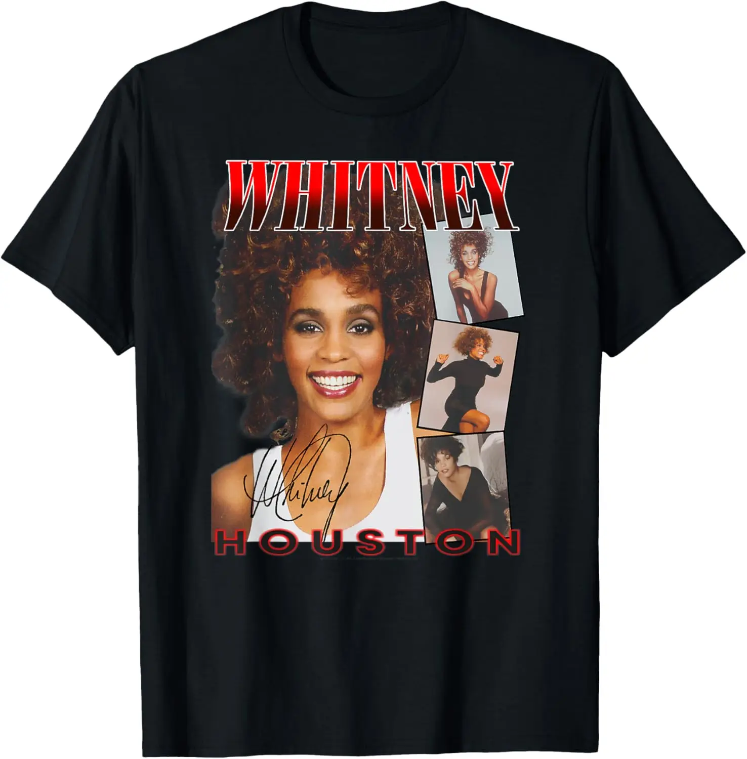 Whitney Houston Face Photos Tees Iconic Beauty Charisma T Shirts For Men And Women 100% Cotton Trendy Y2K Short-Sleeve Tee –