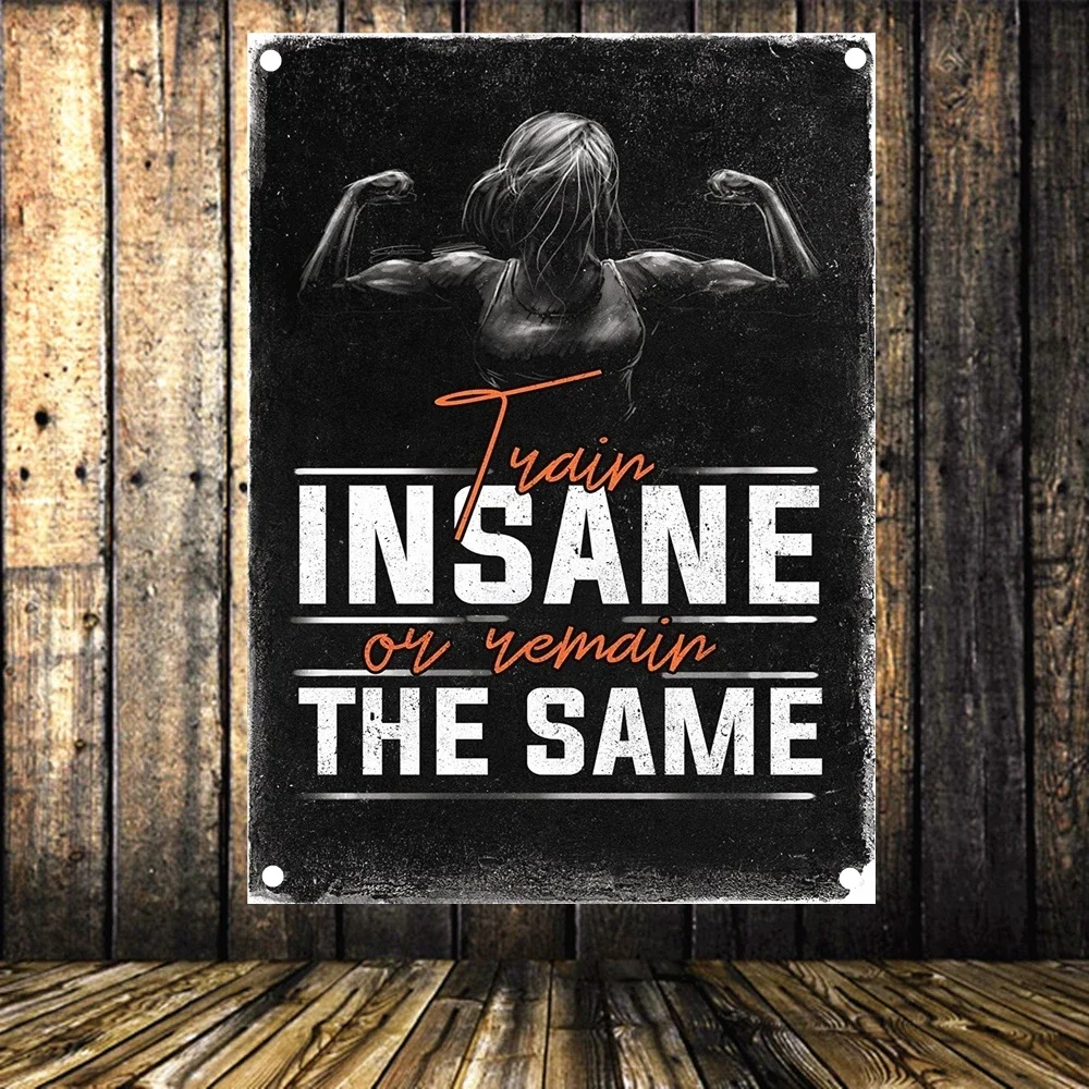 INSANE THE SAME Vintage Exercise Fitness Banners Flags Bodybuilding Sports Inspirational Posters Tapestry Gym Wall Decoration