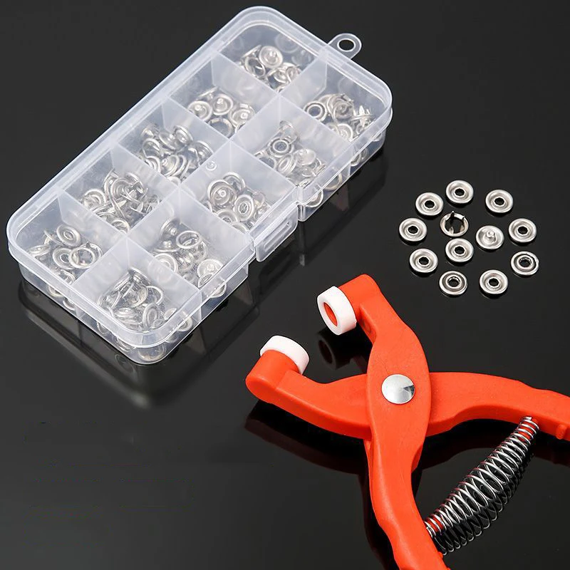 50/100Sets Plier Tool Buckle Buttons Metal Pliers Snap Button Five-claw Set Grommet Tool Kit Eyelet Kit for Fabric Sewing