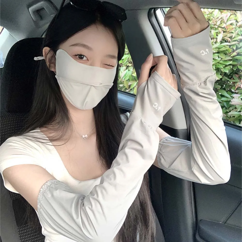 

3pcs/set Breathable Ice Silk Mask Quick Drying UPF50+ Sunshade Arm Cover Neck Scarf Tube Scarf Ice Silk Sunscreen Sleeves