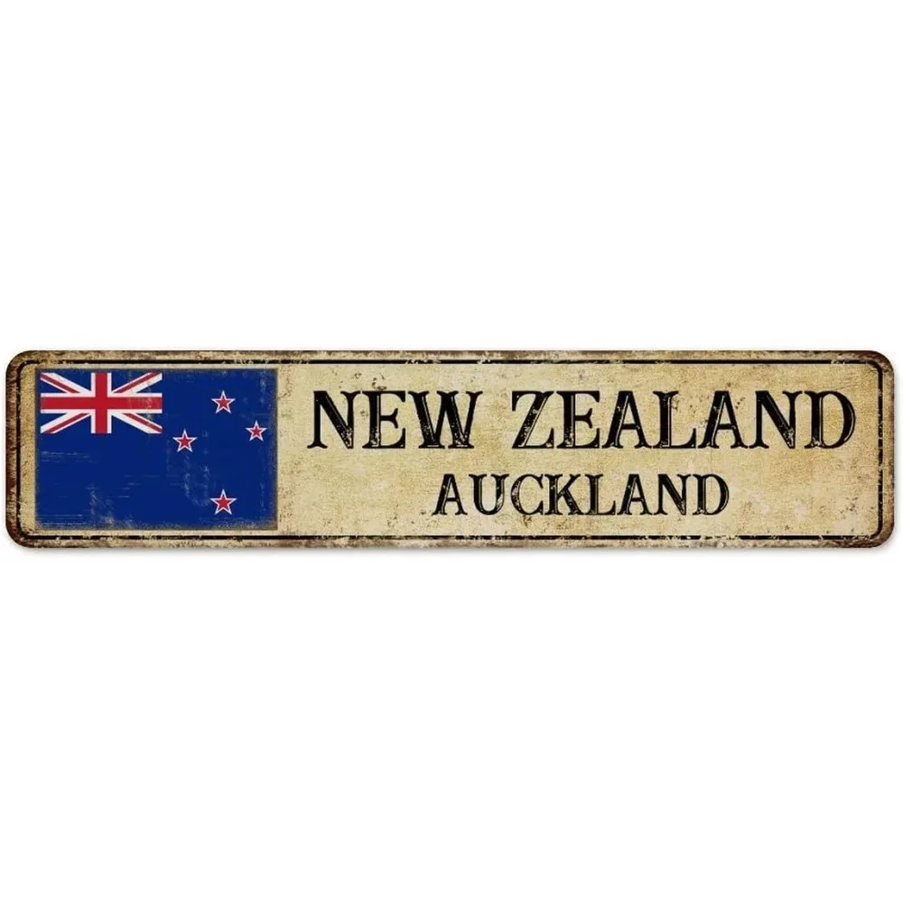 [CIFbuy][2D Flat] Personalized NZ Flag Retro Aluminum Sign, Custom Text Indoor Outdoor Wall Decor (Only For Decoration)