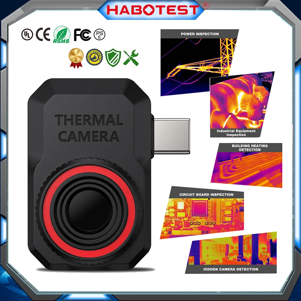 HABOTEST HT820 Thermal Camera 256x192 Infrared Heat Image Camera Thermal Imager for Android Mobile Phone (not for iPhone Type-C)