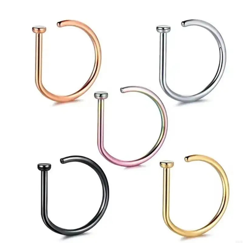 

H58E D Shaped Nose Rings 23G Nose Rings Nose Hoop Gift for Women Men