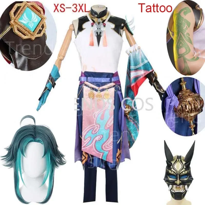 

Xiao Cosplay Anime Cosplay Costume Anime Xiao Full Set Xiao Wig Mask Tattoo Sticker for Halloween Outfits