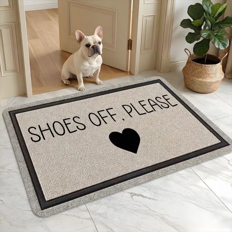 Shoes Off Please Doormat Cute Love Heart Slogan Welcome Mat Minimalist Entrance Floor Rug Outdoor Indoor Door Mat Home Decor