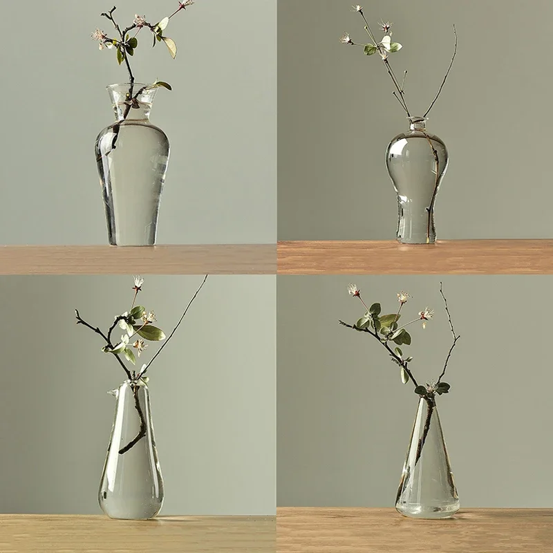 

Transparent Glass Vases for Plant Bottle Japanese Zen Flower Vase Simple Hydroponic Living Room Table Decorative Flower Pot Jar