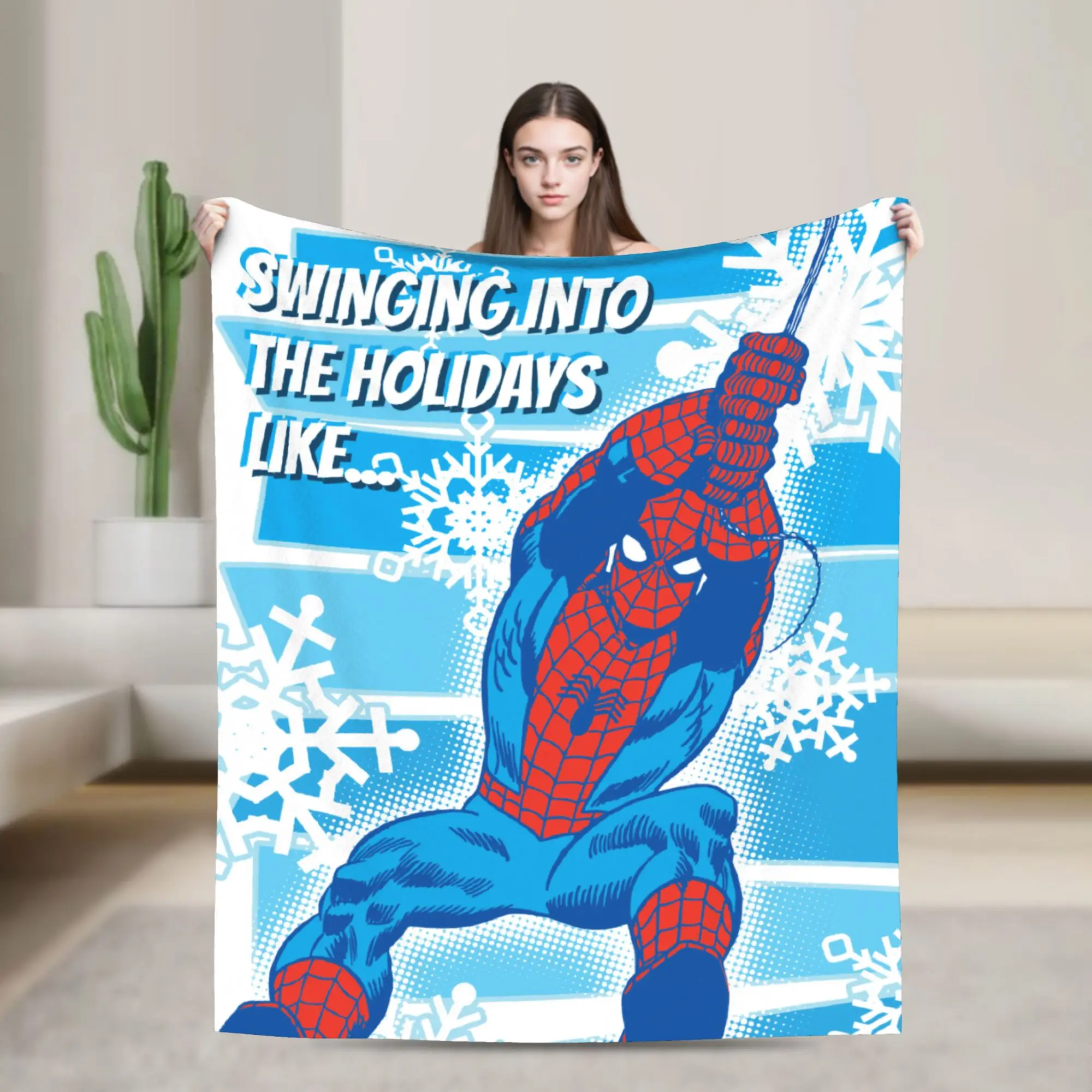 

Spider Man Snowflake Blanket Cover Plush Throw Blanket Summer Air Conditioning Decoration Lightweight Bedspreads