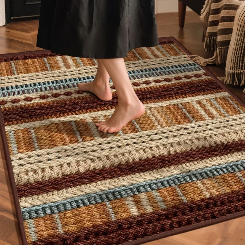60x90cm Absorbent Non Slip Doormat Rug Washable Entrance Floor Mat Vintage Brown Indoor Door Hallway Bathroom Kitchen