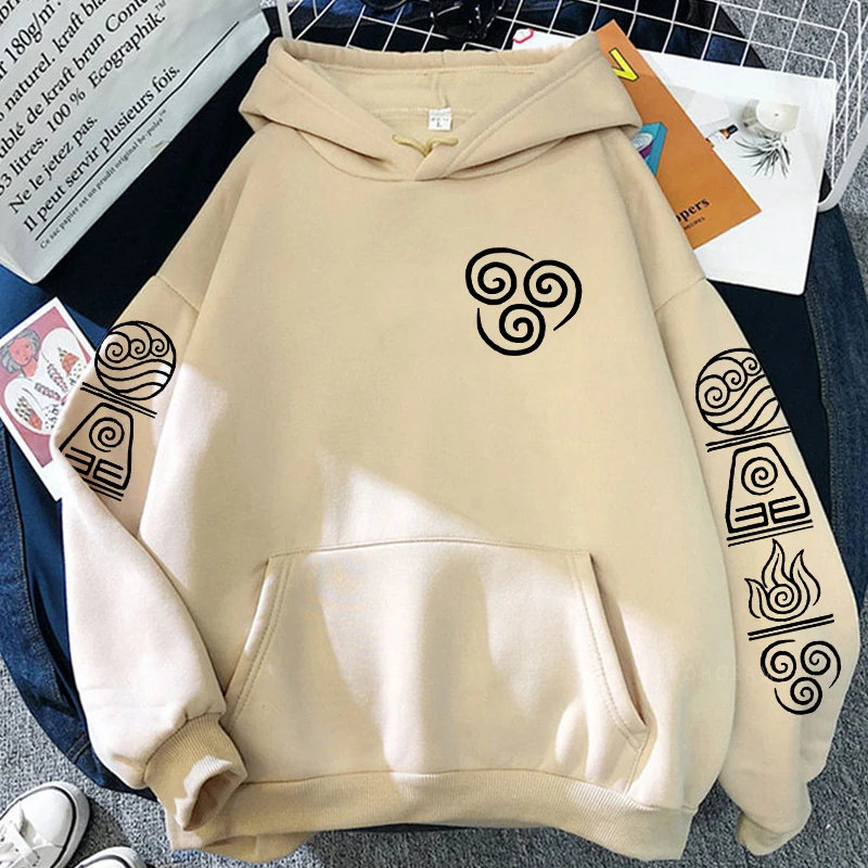 Harajuku Anime Avatar The Last Airbender Printed Hoodies Autumn Winter Pullovers Water/Earth/Fire/Air Streets Fashion Sweatshirt