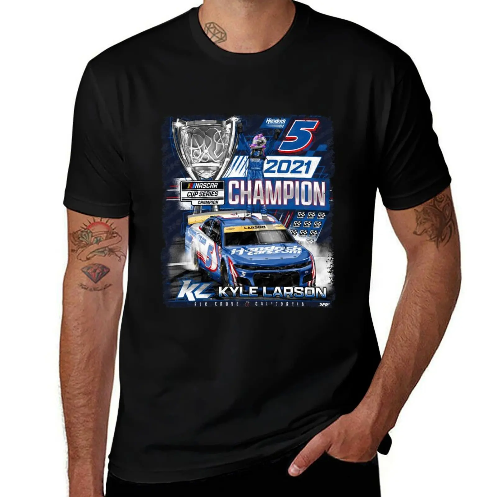 

Kyle Larson Championship T-Shirt printed t shirts for man black cotton t-shirt plain for man package T-Shirt