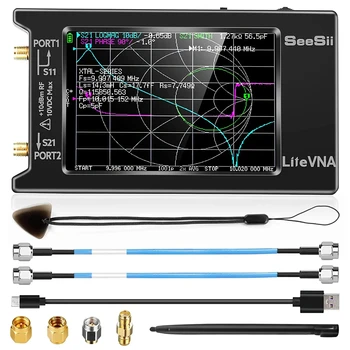 Upgraded NanoVNA 50kHz-6.3GHz vector network antenna analyzer 4" measure S parameters HF VHF UHF SWR phase delay Smith chart