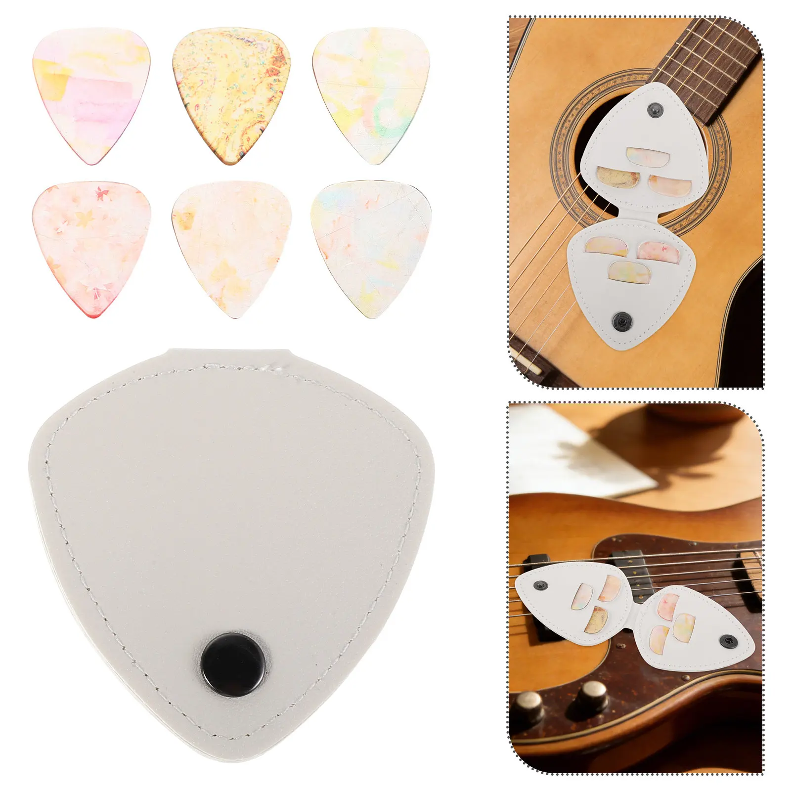 

1Set Guitar Pick Wallet Clear PU Holder Portable Acoustic Electric Guitar Plectrum Storage Case for Home Stage Use