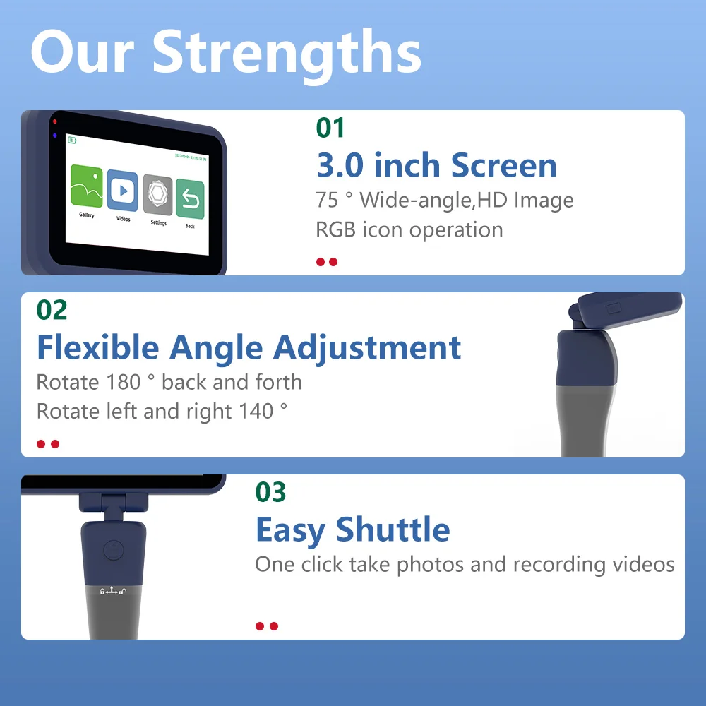 Shipping from Mexico, Reusable Video Laryngoscope for Intubation, 3.5-inch Touch Screen Display with 6 Laryngoscope Blades
