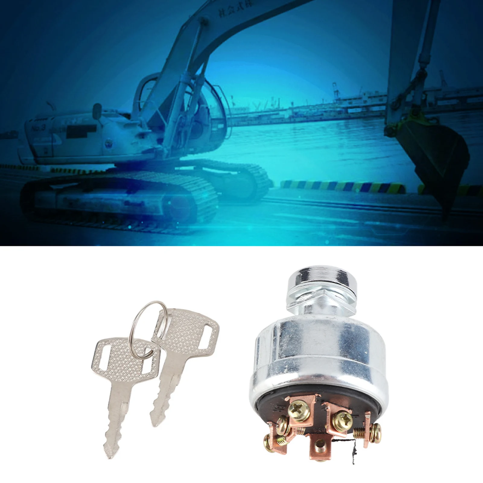 For Kobelco SK200‑3 SK200‑5 SK120‑5 Ignition Starter  with 6 Terminal Wire Digger 2 Keys For Kobelco Ignition