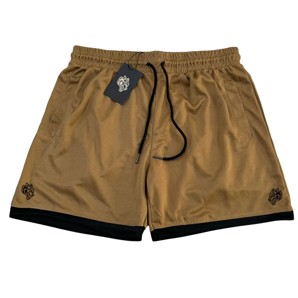 WOLVES New Men\'s Casual Beach Shorts Gym Fitness Jogging Exercise Short Pants Retro Breathable Quick Drying Elastic Swim Shorts