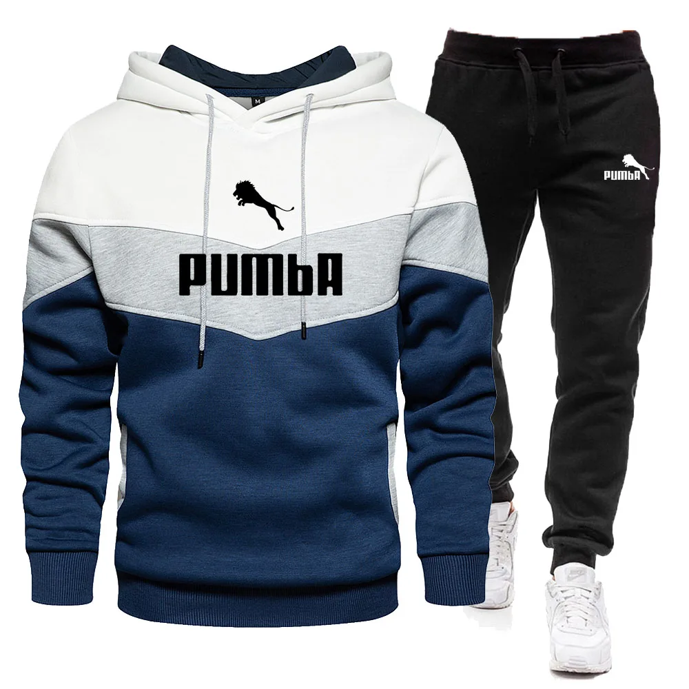 Conjunto de Sudadera con capucha y pantalones para hombre, chándal informal con cremallera, ropa deportiva de marca, traje de sudor, otoño e