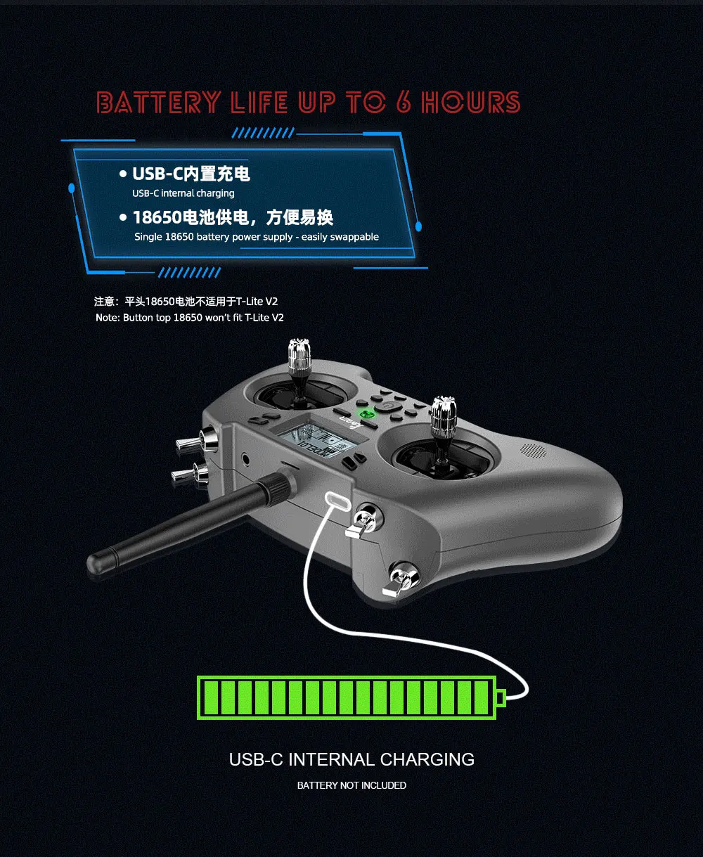 Jumper T-Lite V2 2.4GHzホールセンサー ジンバル 16CH内蔵ELRS