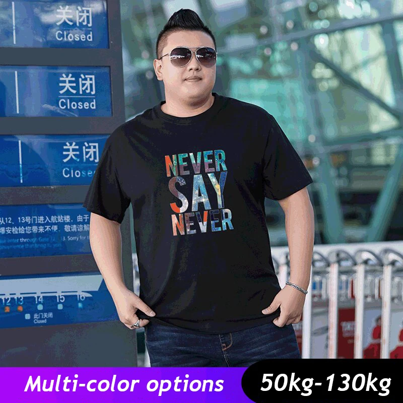 

Plus Size T-shirt Men's Fat Guy Loose Plus Fat Short-sleeved Classic Round Neck Breathable and Comfortable Trend Solid Color Top