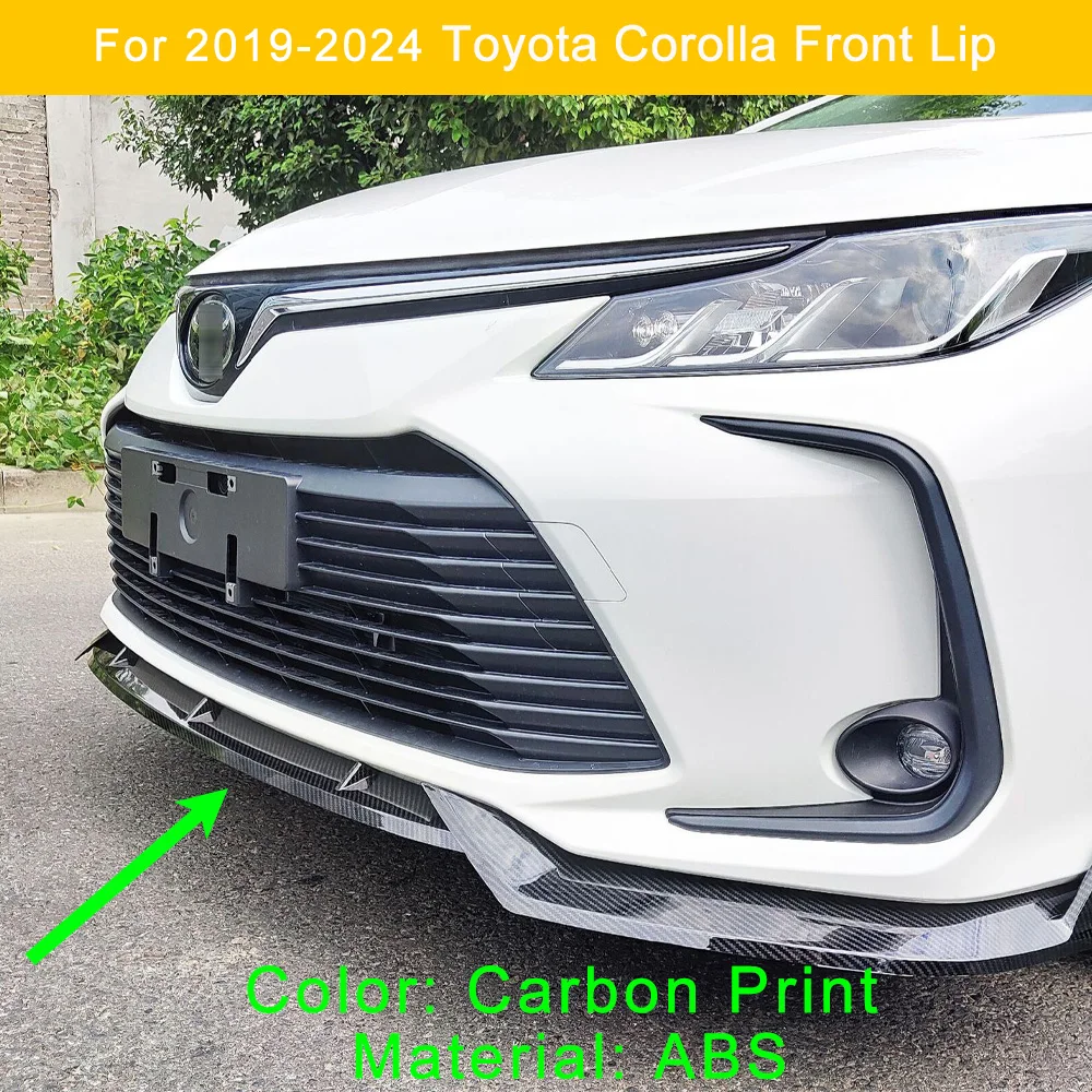 

Подходит для Toyota Corolla 2019-2024 гг., разделитель переднего бампера, диффузор, передний спойлер, АБС-материал, передняя губа, комплект кузова, аксессуары