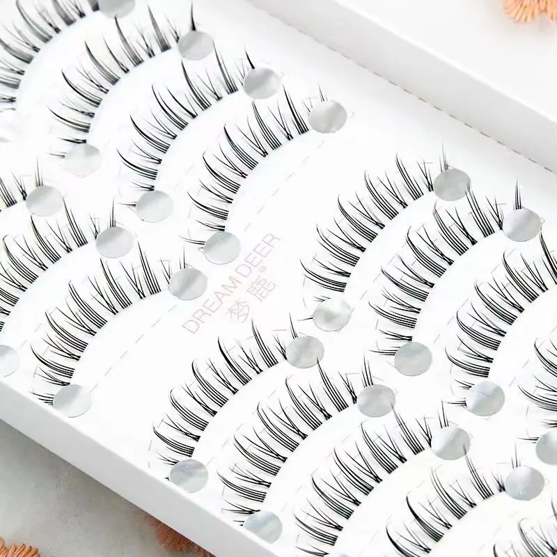 

10 Pairs of Little Devil Manga False Eyelashes Thin Transparent Stems Soft Natural A-type Fairy Eyelashes Makeup Cute