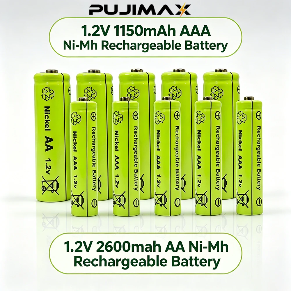 PUJIMAX AAA Rechargeable Batteries 1150mAh 1.2V 2600mAh AAA Ni-MH Battery for Garden Landscaping Outdoor Solar Lights Toys Mouse