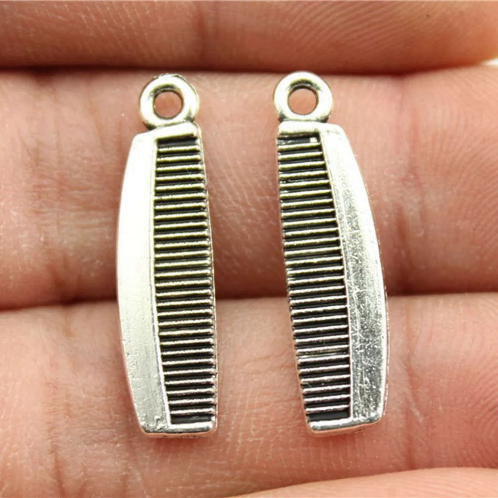 10pcs/lot 16x7mm Comb Charms For Jewelry Making Antique Silver Color 0.63x0.28inch