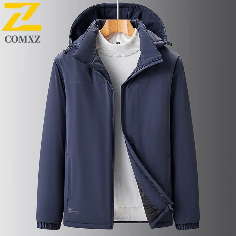 

Men Colorblock Jacket Fleece Lined Winter Windproof Coat Thickened Cotton Padded Parka Cold Weather Outdoor Workwear Streetwear