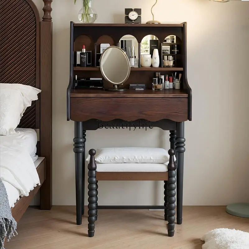

Medieval French retro pure solid wood dresser bedroom small apartment makeup table