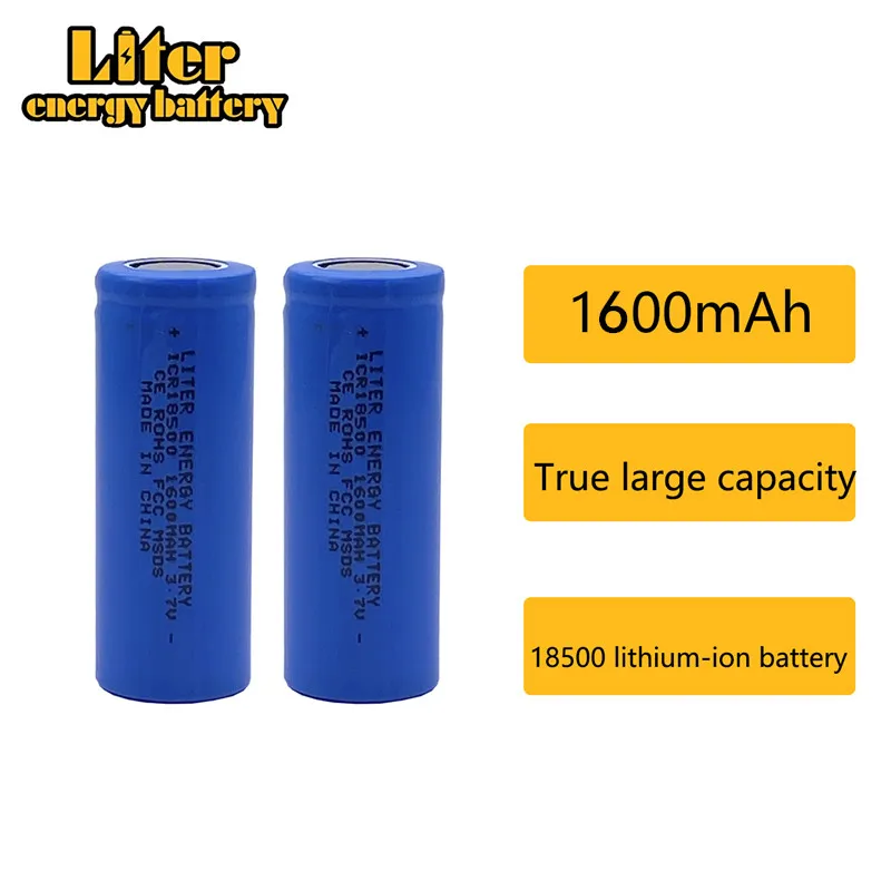 2pcs/lot 18500 Batteries 18490 Real 1600mAh Li-ion Lithium 3.7V Rechargeable FlashLight Torch Battery Power Bank LED Energy