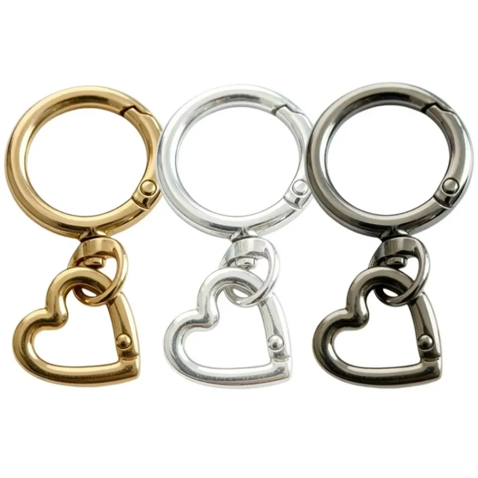 2-50Pcs HeartSpring Snap Carabiner Clip O Rings Swivel Trigger Hook Metal Clasps Keychain for Handbag Lanyards DIY Crafts